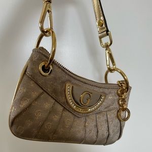 guess gold mini purse